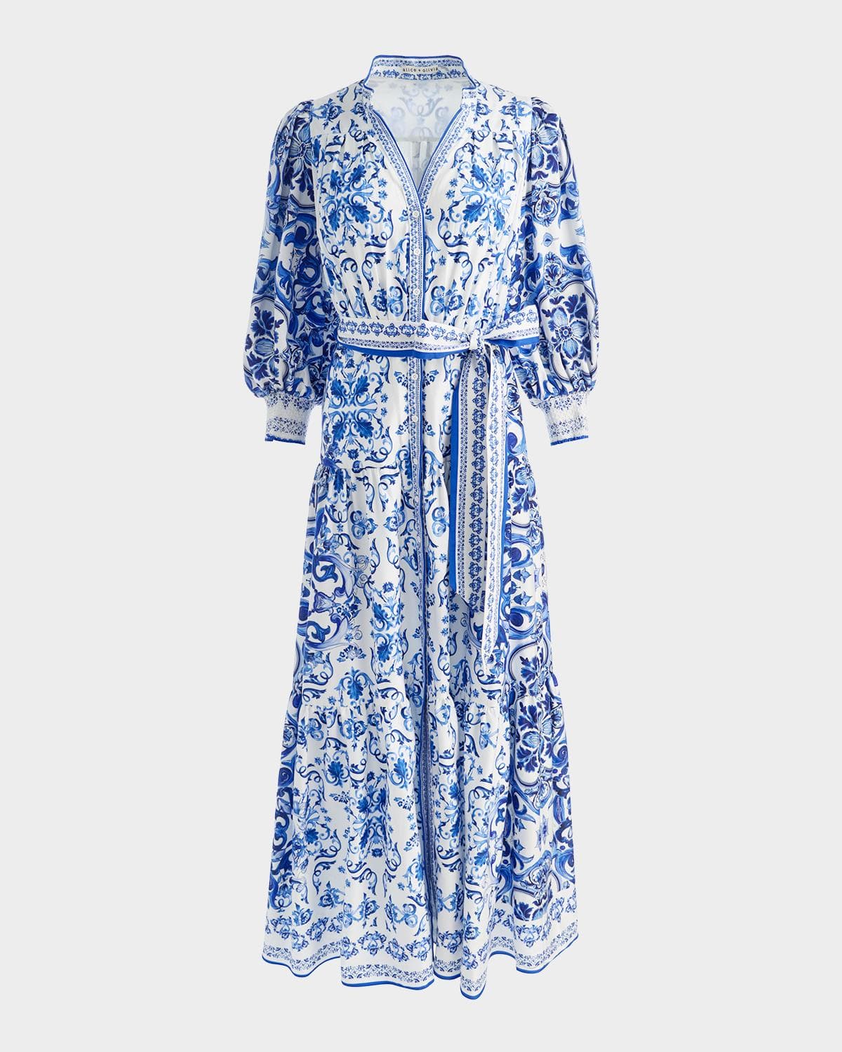 ALICE + OLIVIA Cora Printed Cotton Voil Maxi Shirtdress