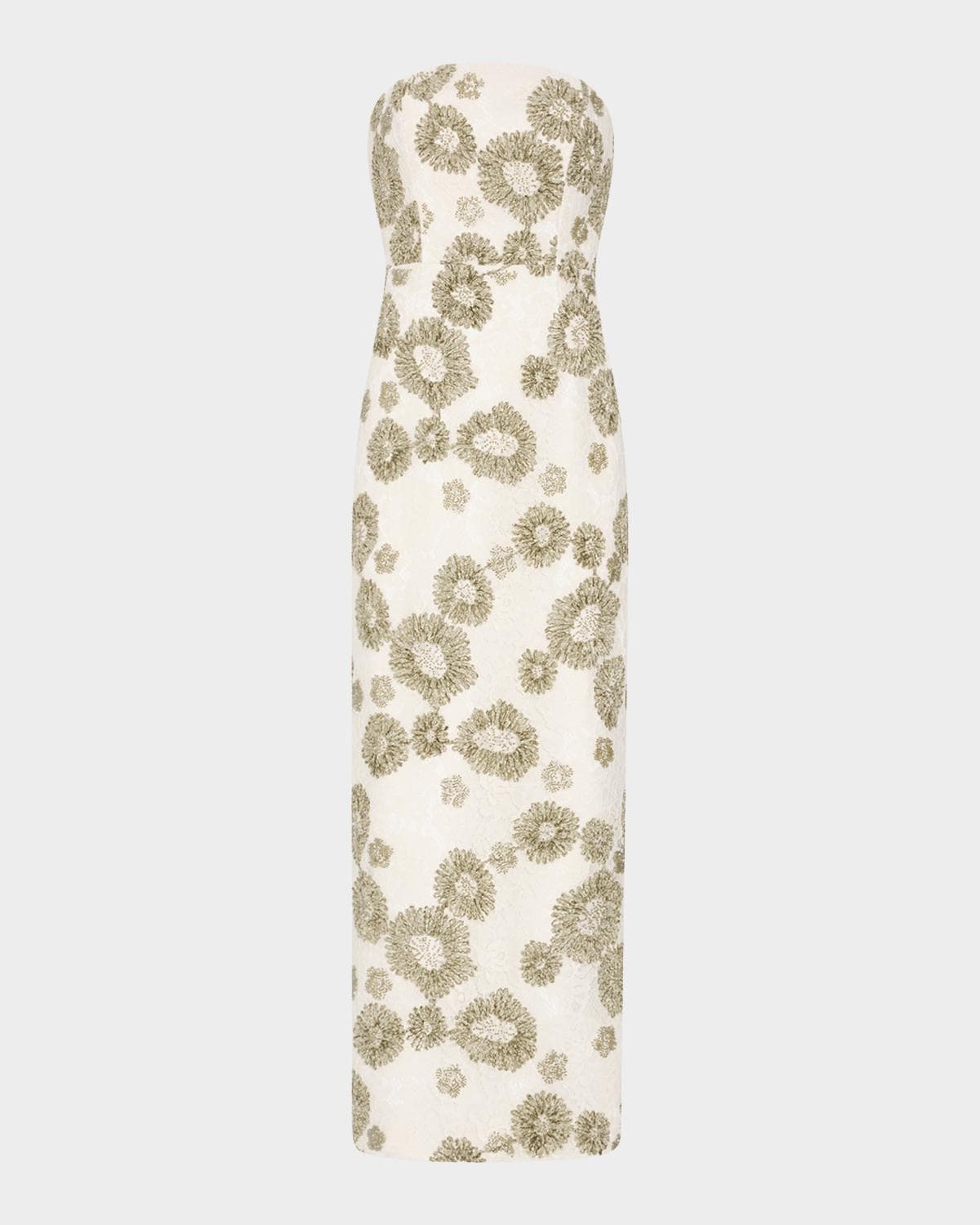 Milly Jasmine Strapless Embroidered Lace Midi Dress