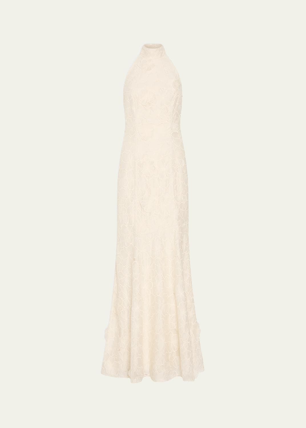 Milly Josefina Embroidered Halter Maxi Dress