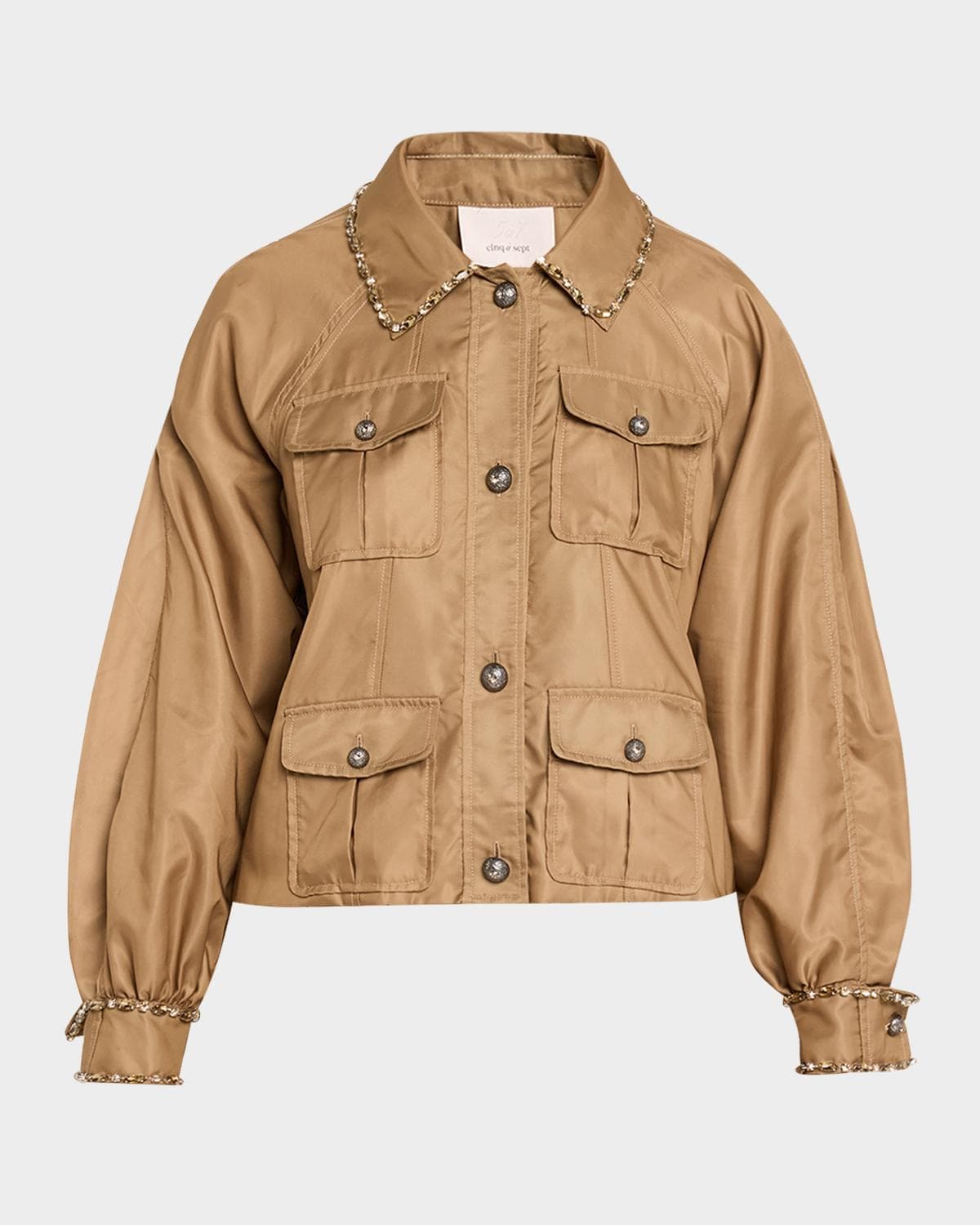 Cinq à Sept Rhinestone Chain Utility Jacket