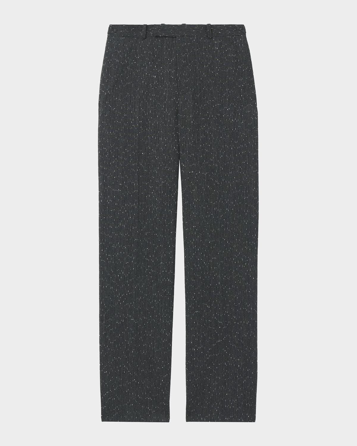 McQueen Men's Flecked Pinstripe Tailored Trousers
