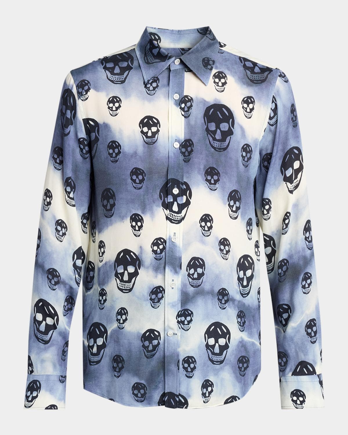 McQueen Men's Viscose Tie-Dye Skull Sport Shirt