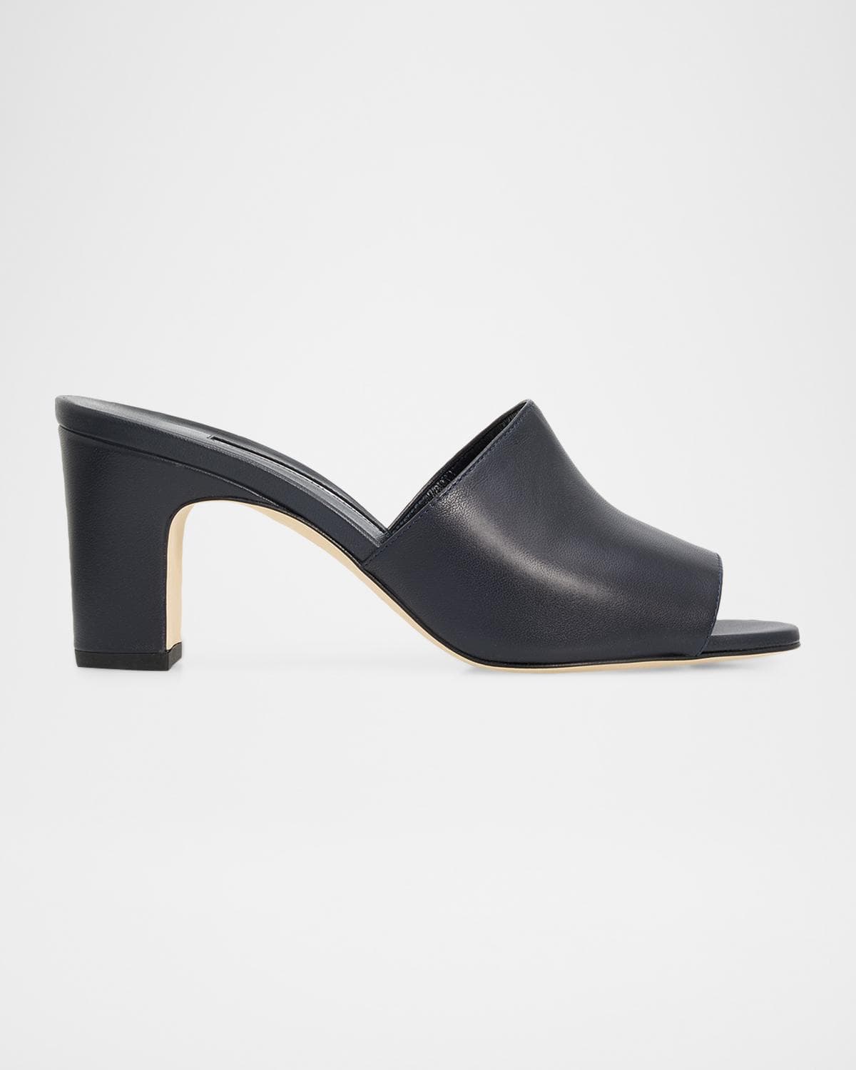Manolo Blahnik 70mm Rapallabar Open-Toe Leather Mules