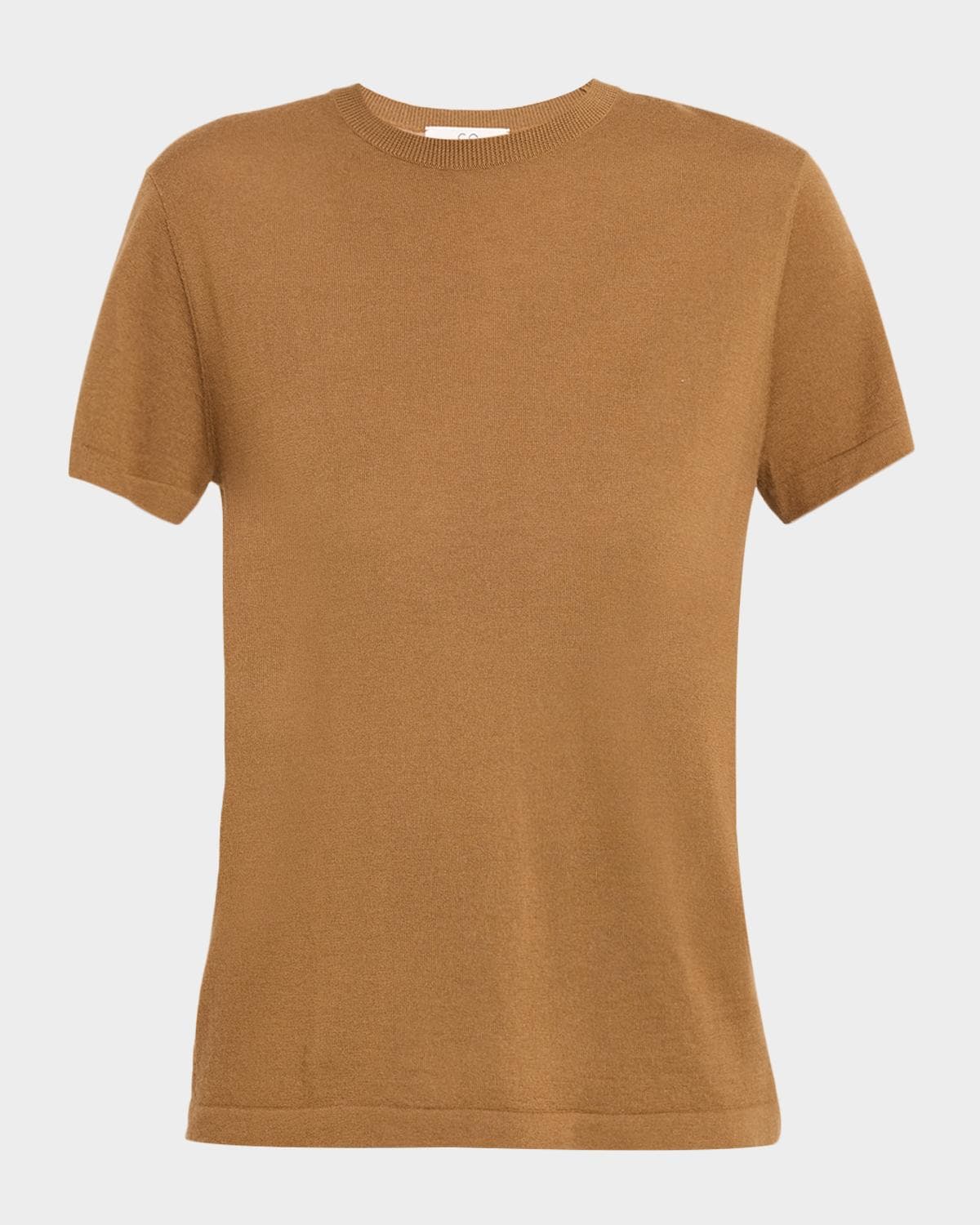 Co Short-Sleeve Cashmere Knit Crewneck Shirt