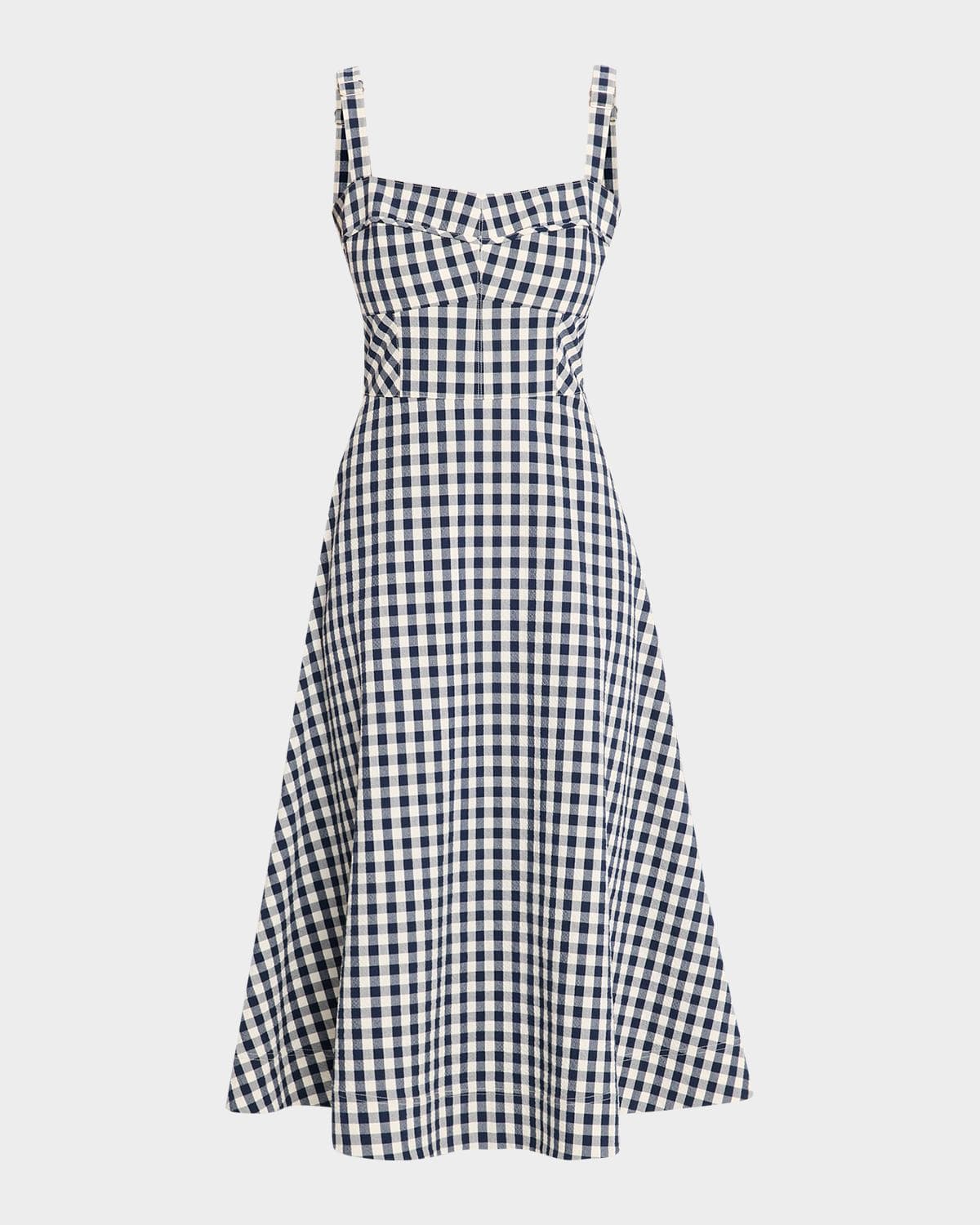 Veronica Beard Aila Gingham A-Line Midi Dress