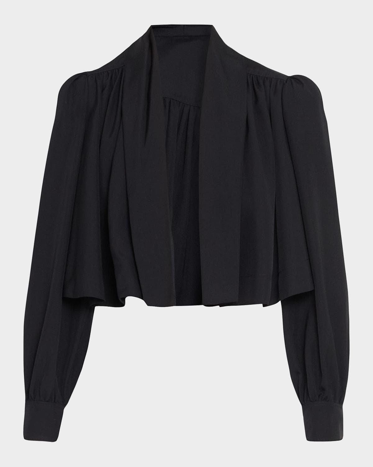 Chloe Open-Front Pleated Crop Blazer