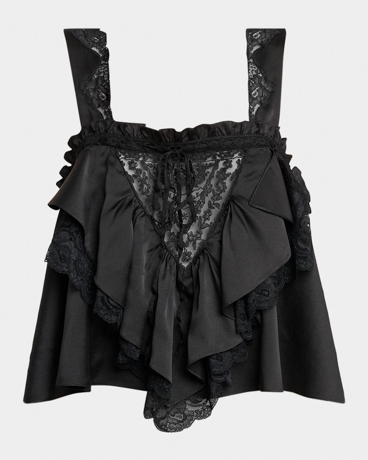 Chloe Sleeveless Silk & Lace Ruffle Top
