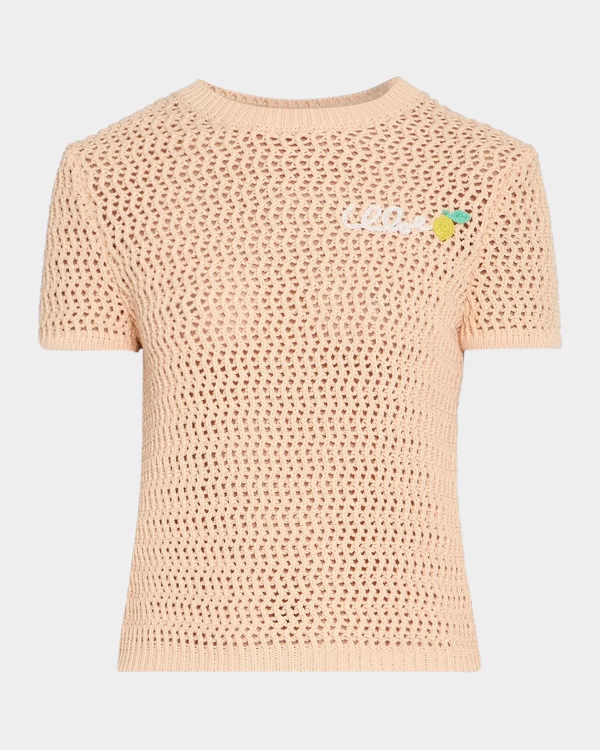 Chloe À La Plage Logo-Embroidered Crochet Cotton Top