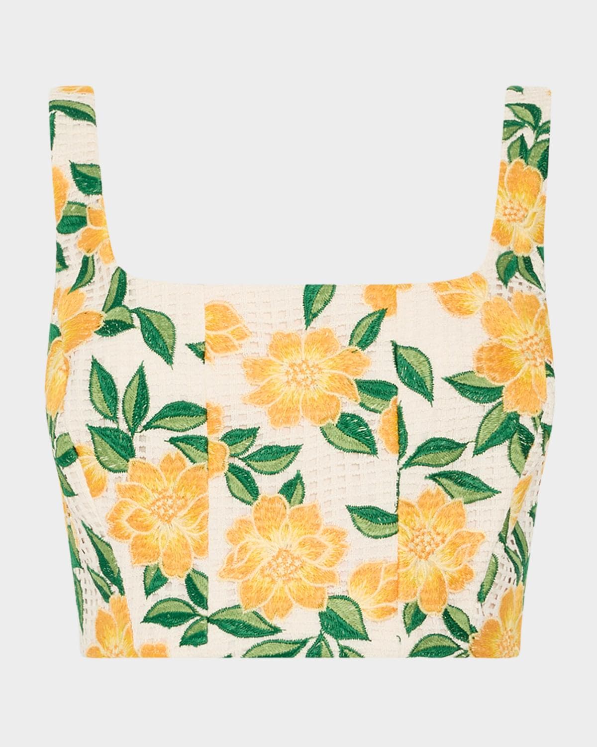 Milly Mel Floral-Embroidered Crop Top