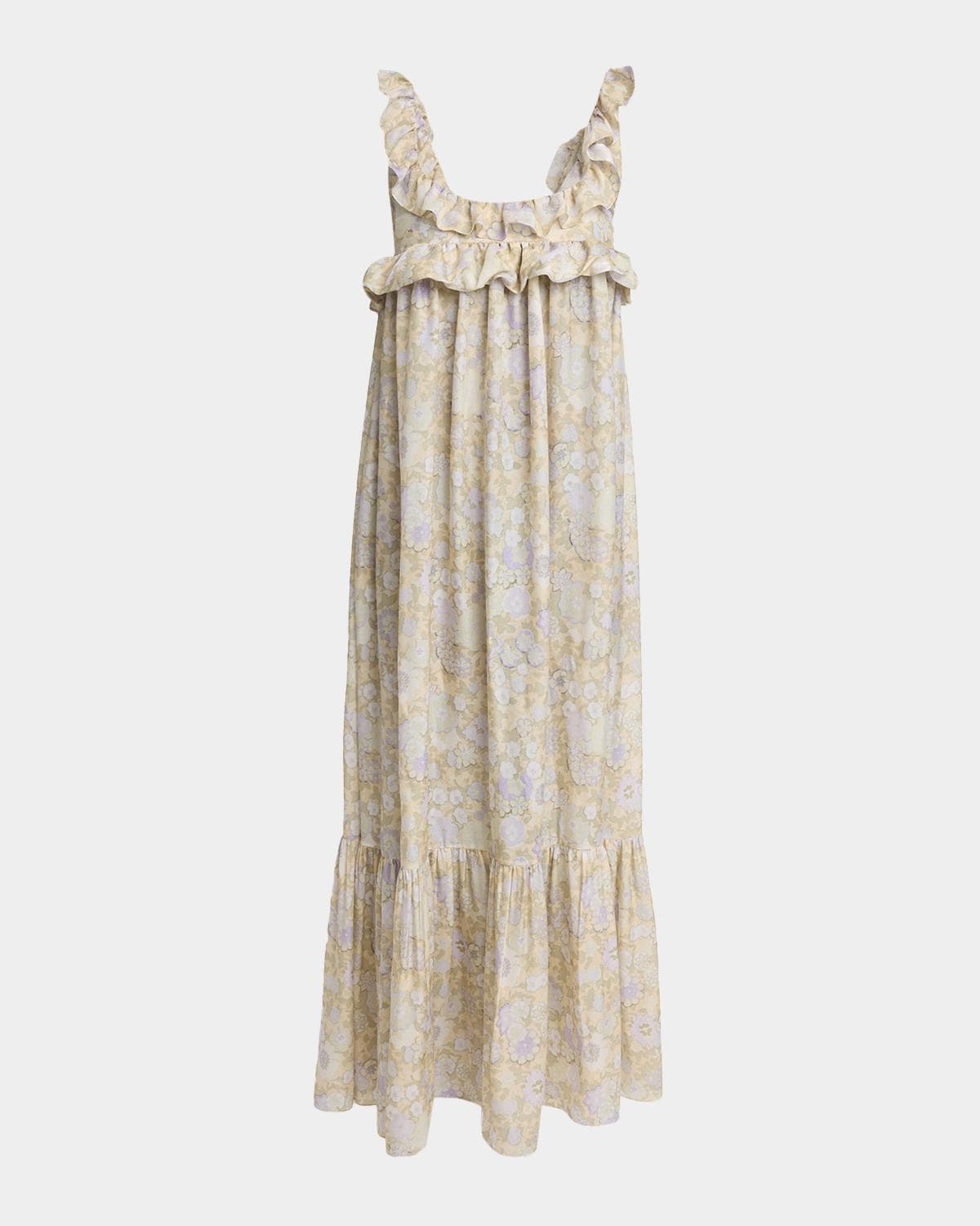 Chloe Painted Flowers Silk Maxi Dress