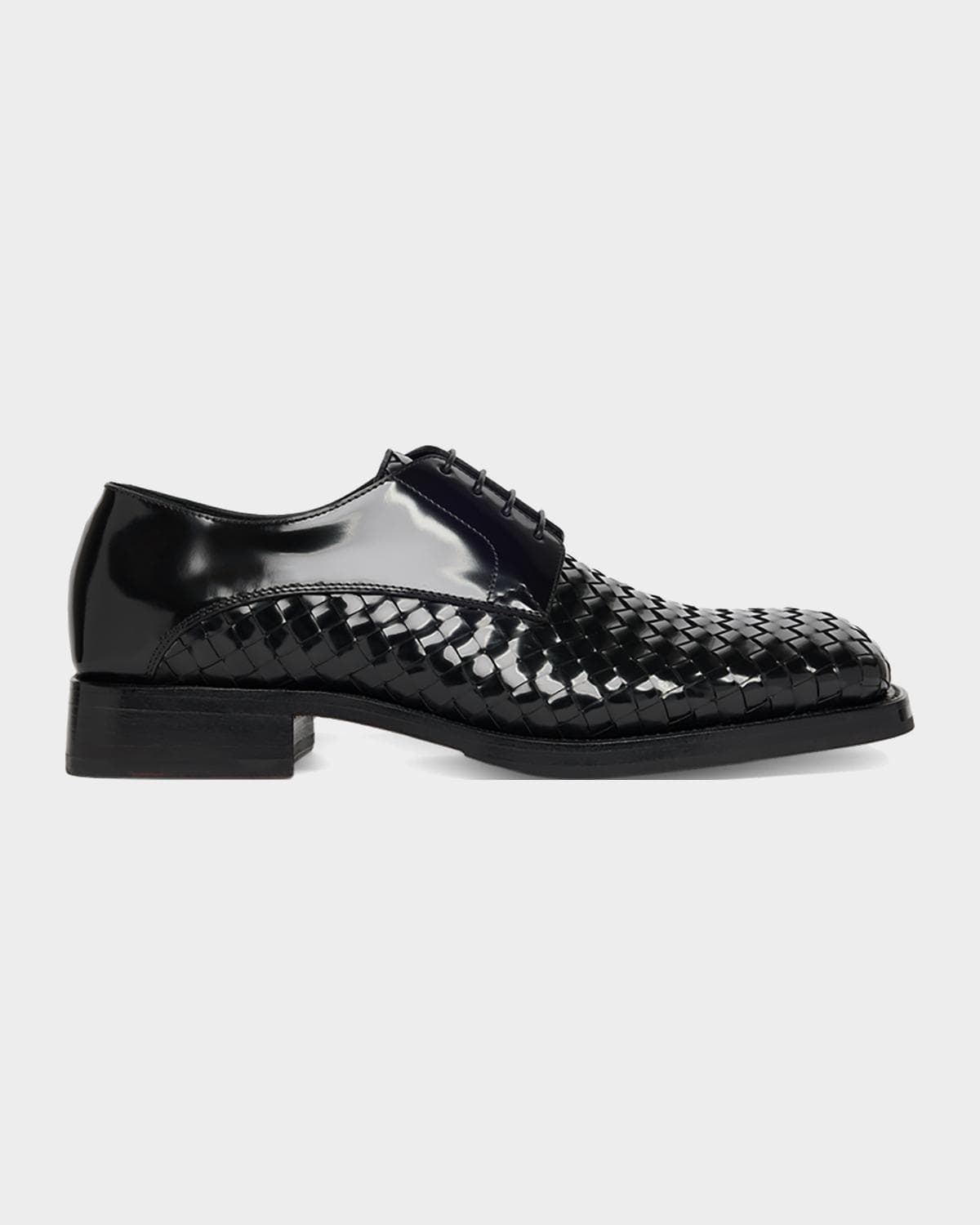 Bottega Veneta Men's Smashed Intrecciato Leather Derby Shoes
