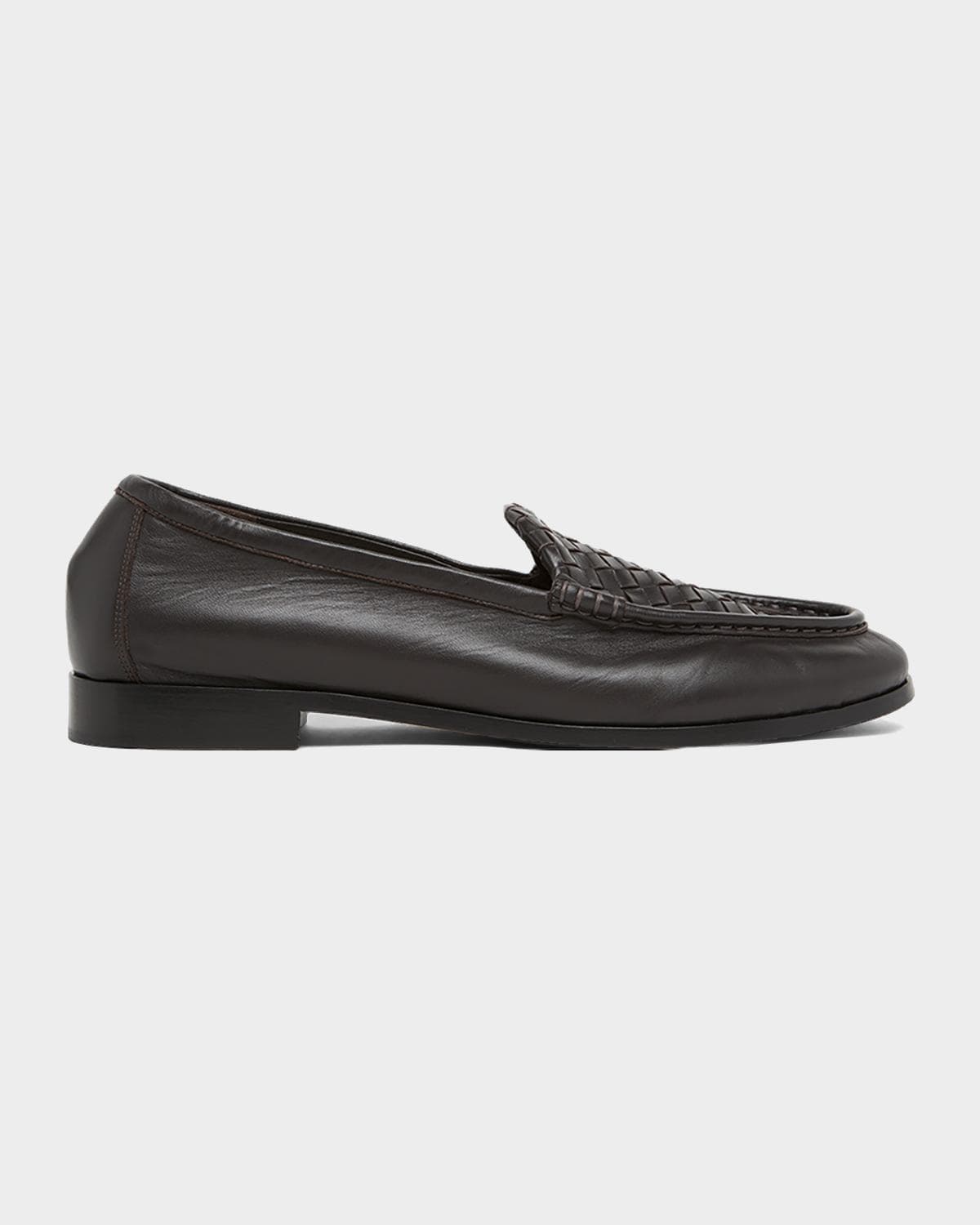 Bottega Veneta Men's Silenzio Intrecciato Napa Leather Loafers