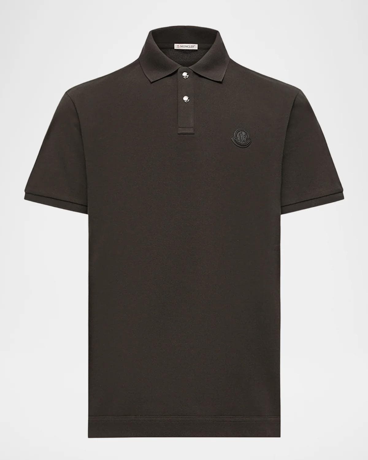 Moncler Men's Leather Logo Patch Cotton Pique Polo Shirt