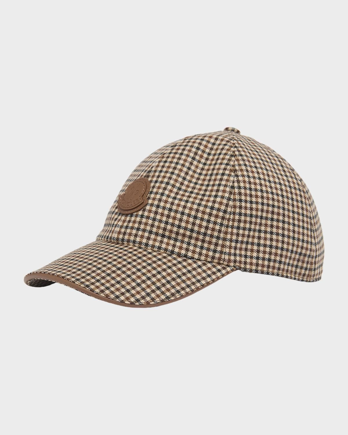 Moncler Men's Micro-Check Wool Baseball Cap