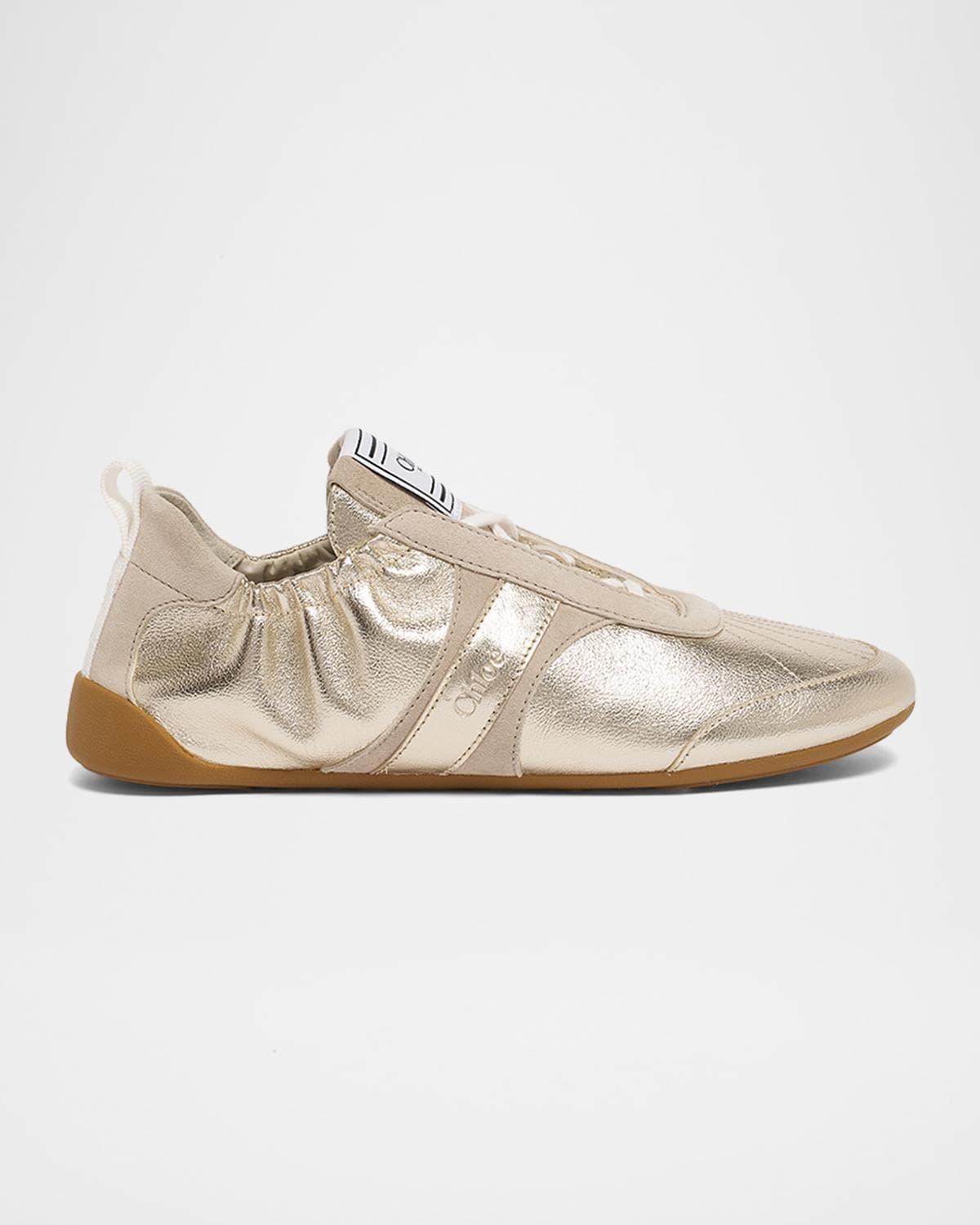 Chloe Kick Mixed Leather Low-Top Sneakers