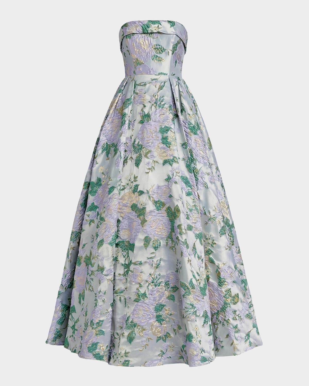 Mac Duggal Strapless Floral Brocade Ball Gown
