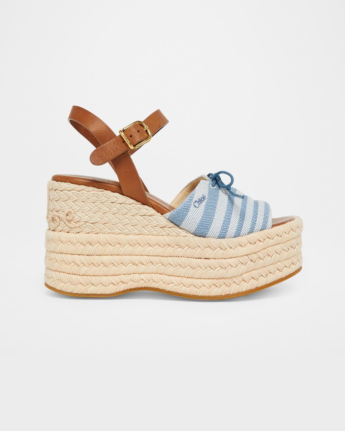 Chloe 100mm Isla Striped Espadrille Platform Sandals