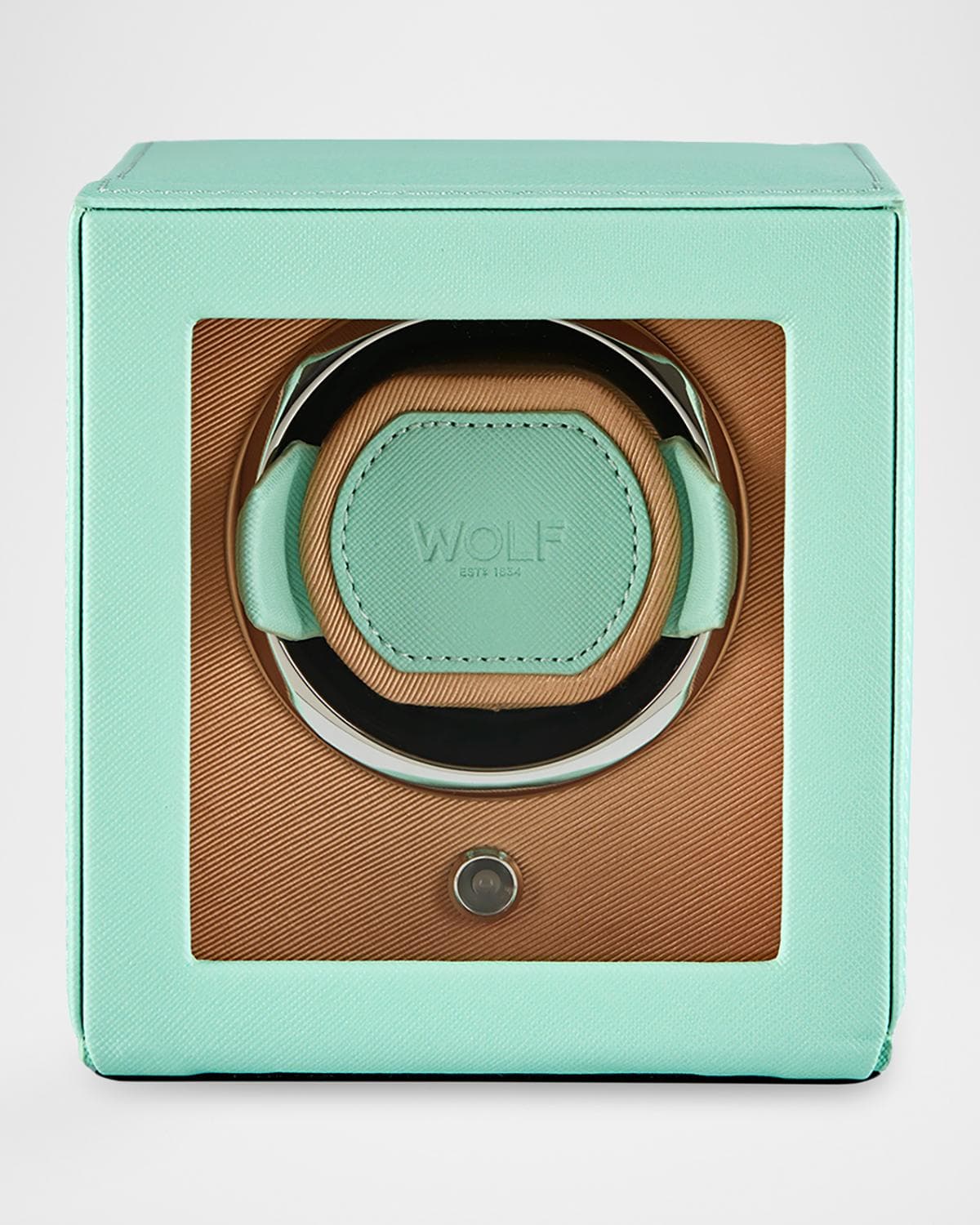 WOLF Cub Seltzer Single Watch Winder with Cover, Seltzer Mint/Peach