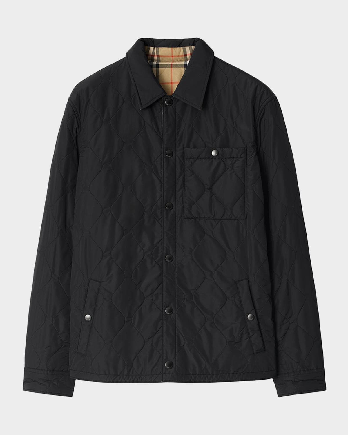 Burberry Men's Brighton Quilted Check Cotton-Blend Reversible Shirt Jacket
