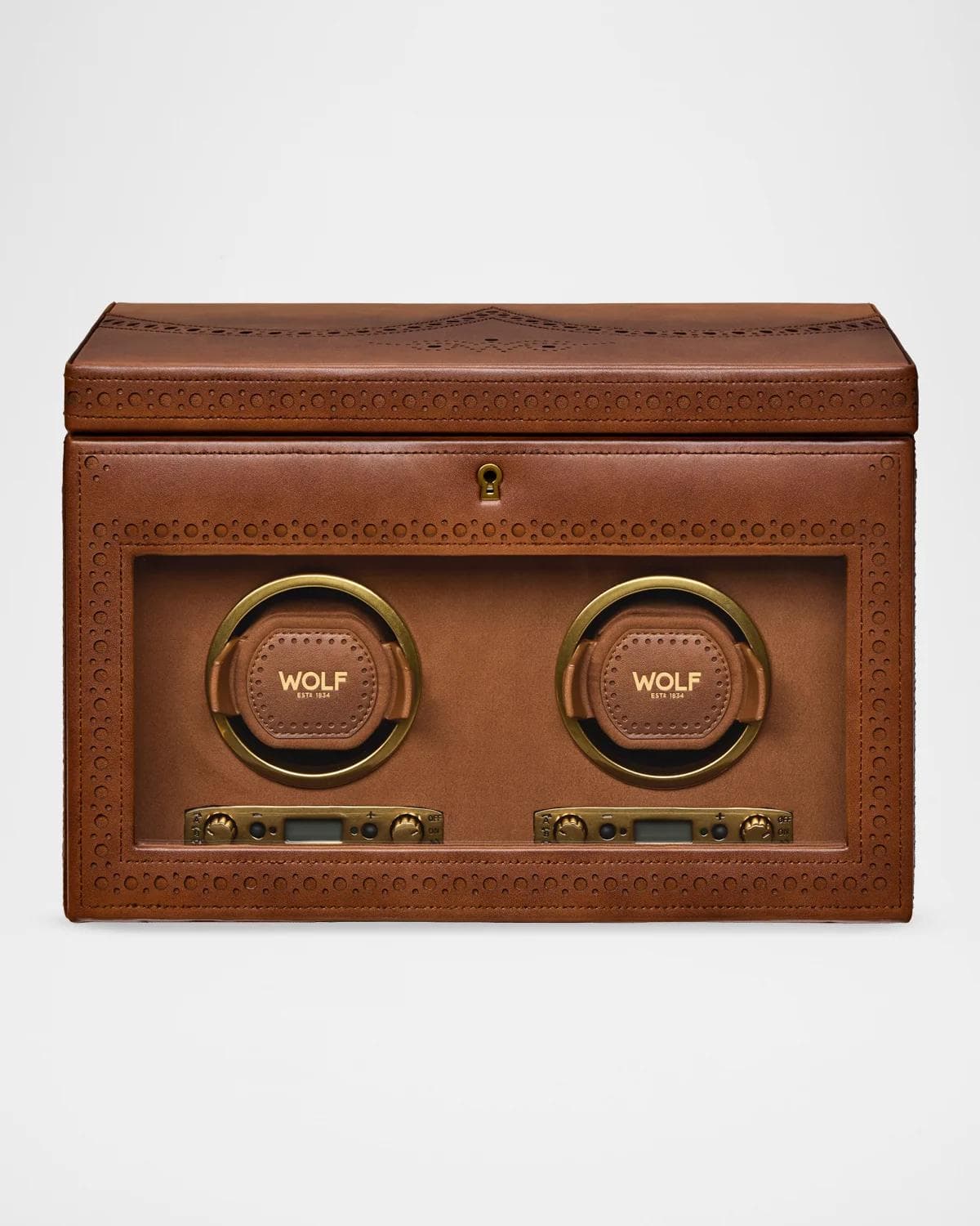 WOLF Brogue Double Watch Winder with Storage