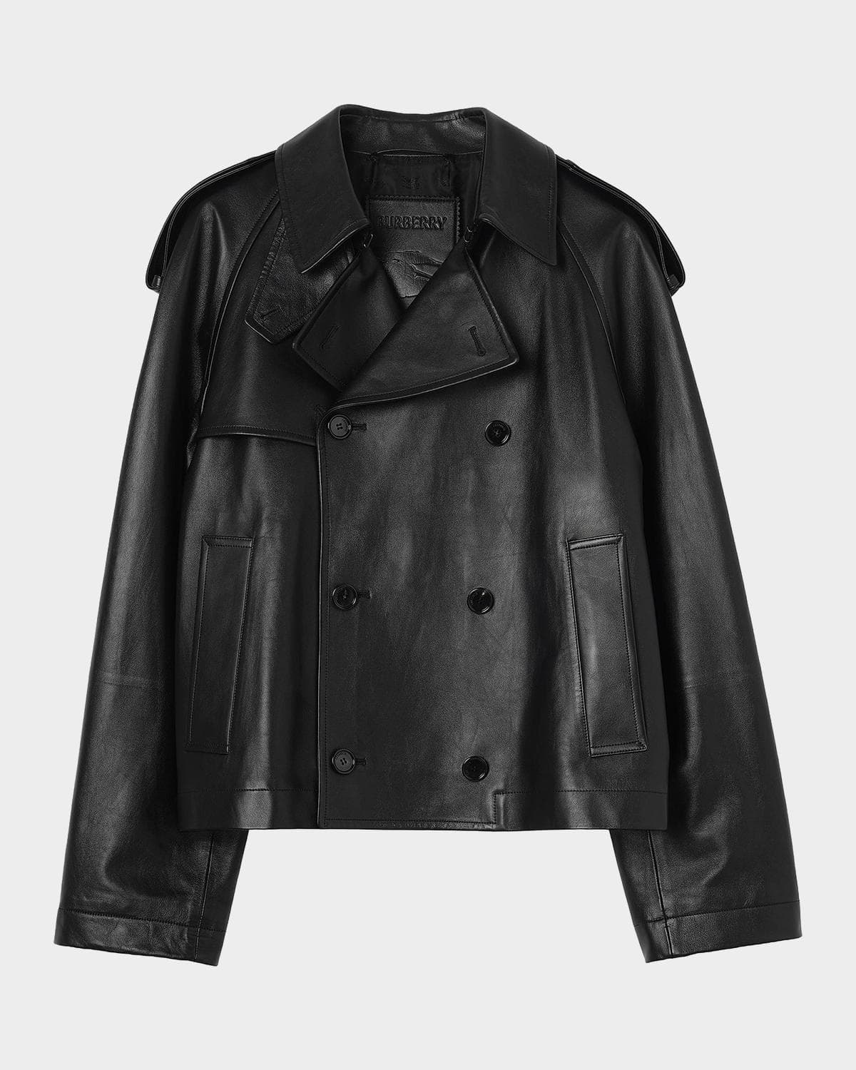 Burberry Men's Leadenham Double-Breasted Leather Jacket