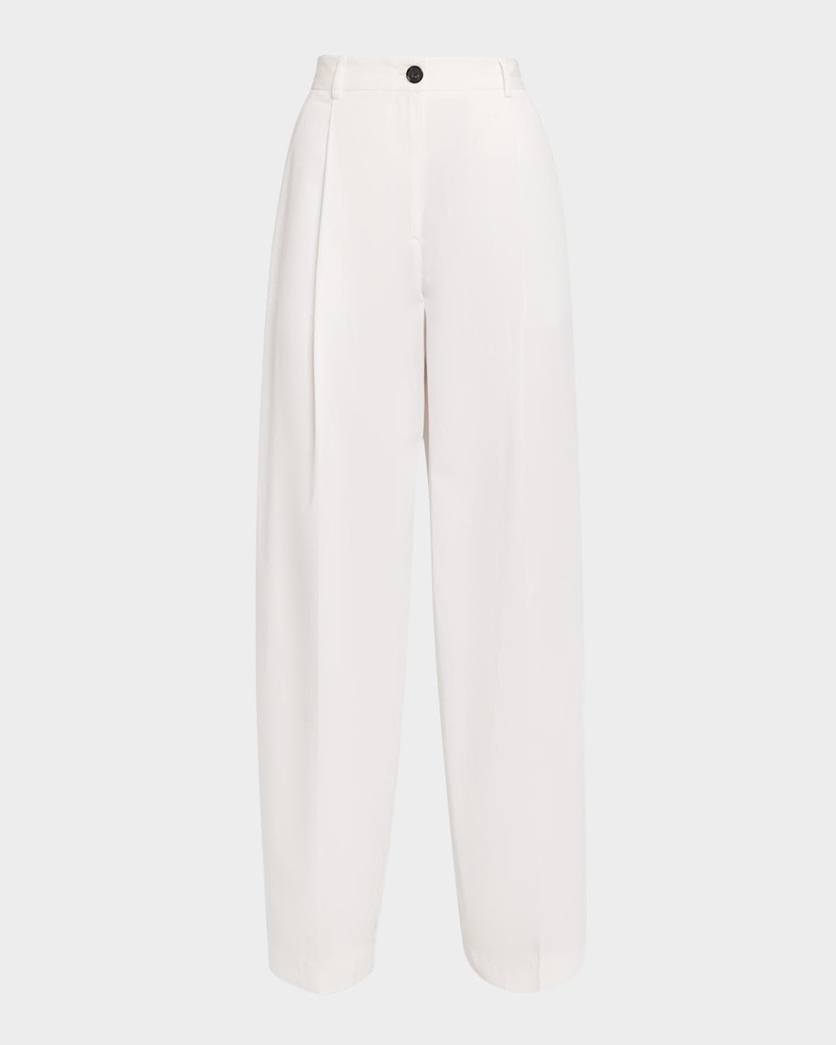 Toteme Pleated Cotton Straight-Leg Trousers