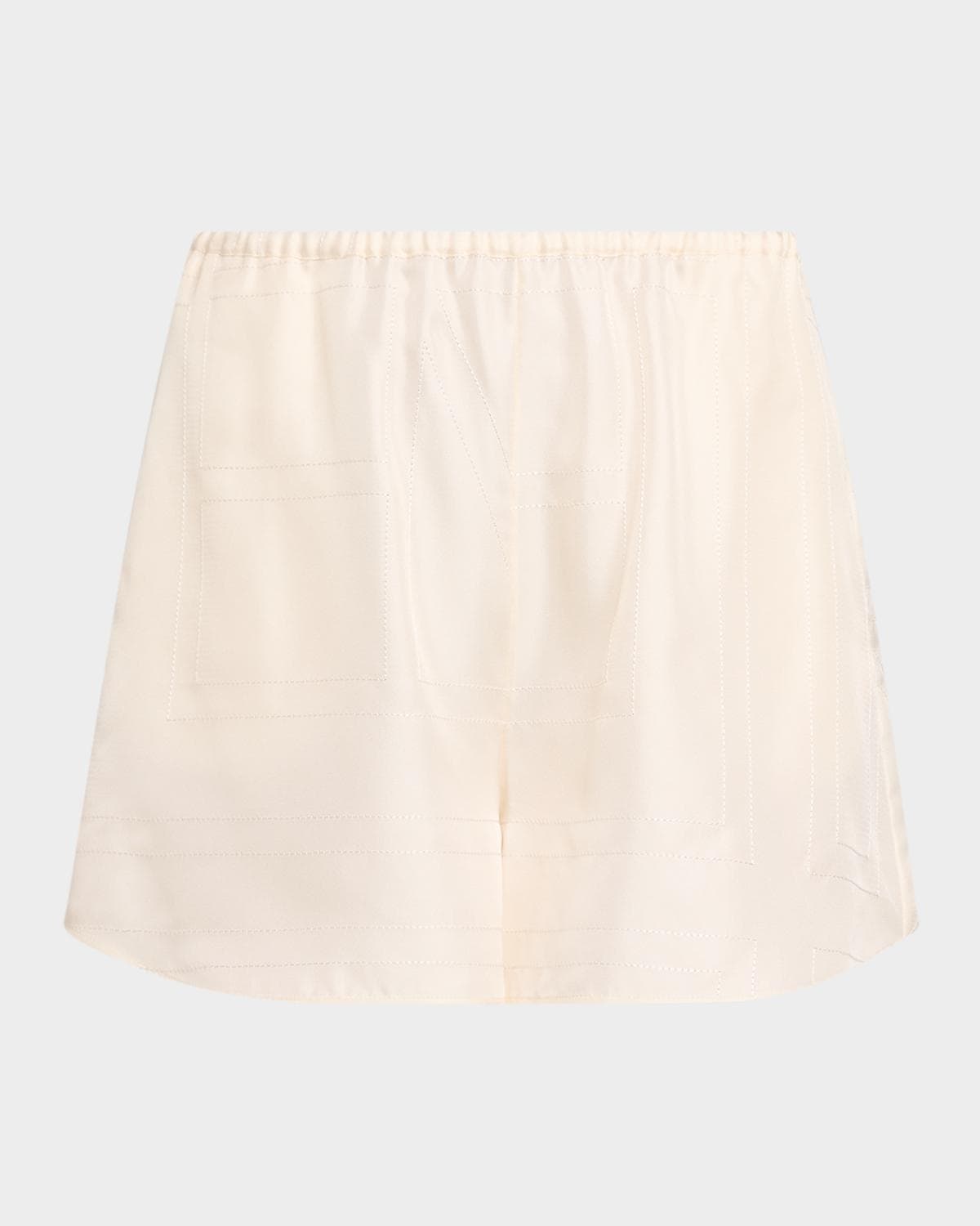 Toteme Monogram Embroidered Silk Pajama Shorts