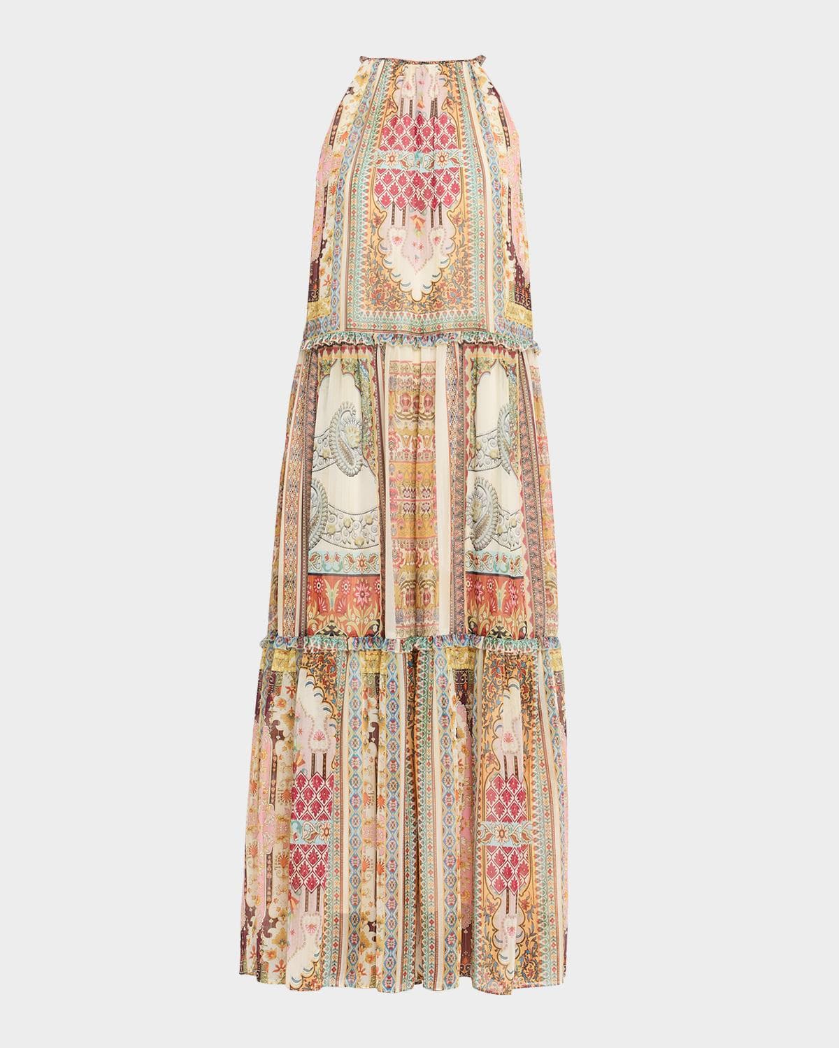 Elie Tahari The Aurora Baroque-Print Halter Maxi Dress