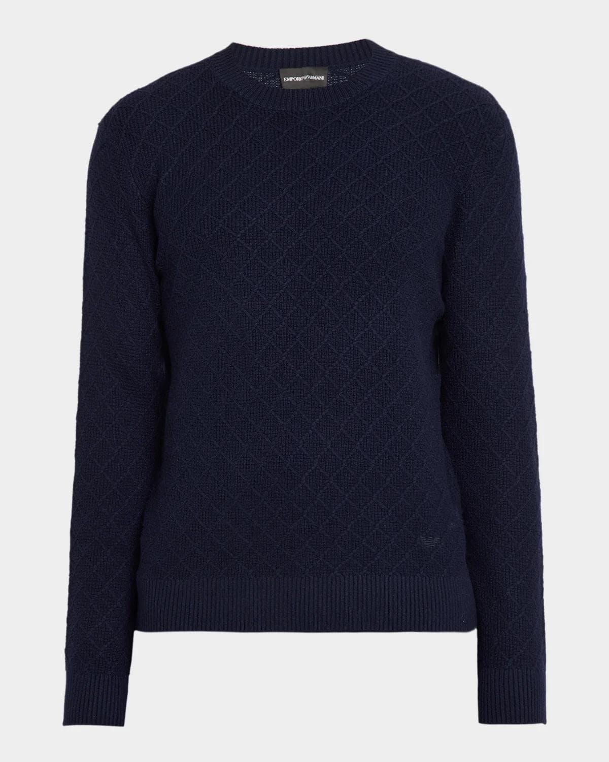 Emporio Armani Men's Wool-Cashmere Diamond Grid Crewneck Sweater