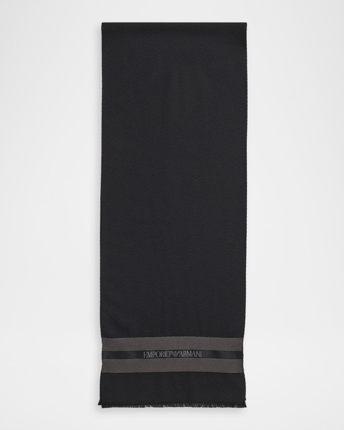 Emporio Armani Men's Wool and Silk Stripe-Logo Scarf