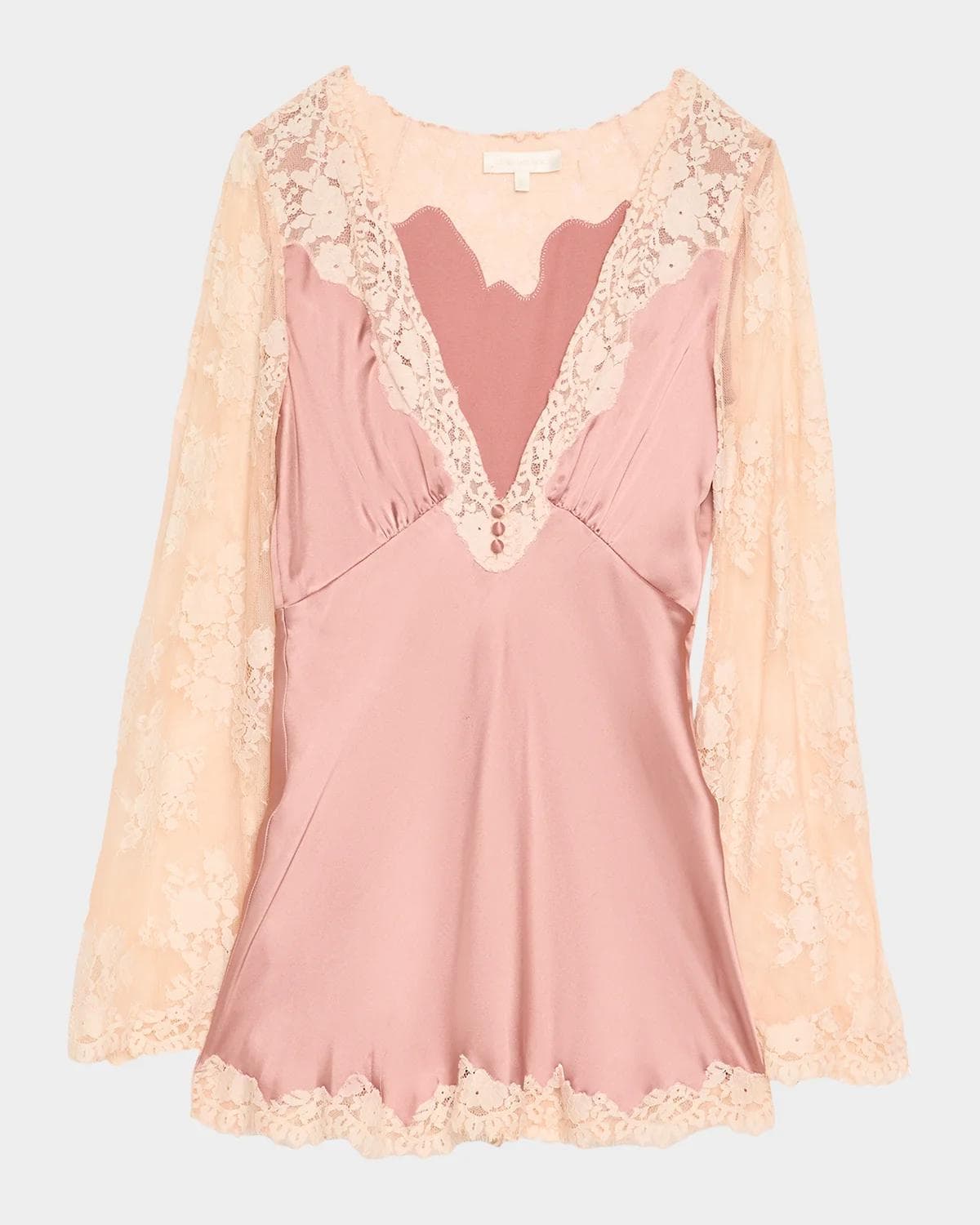 LoveShackFancy Dawselle Lace-Trim Mini Dress