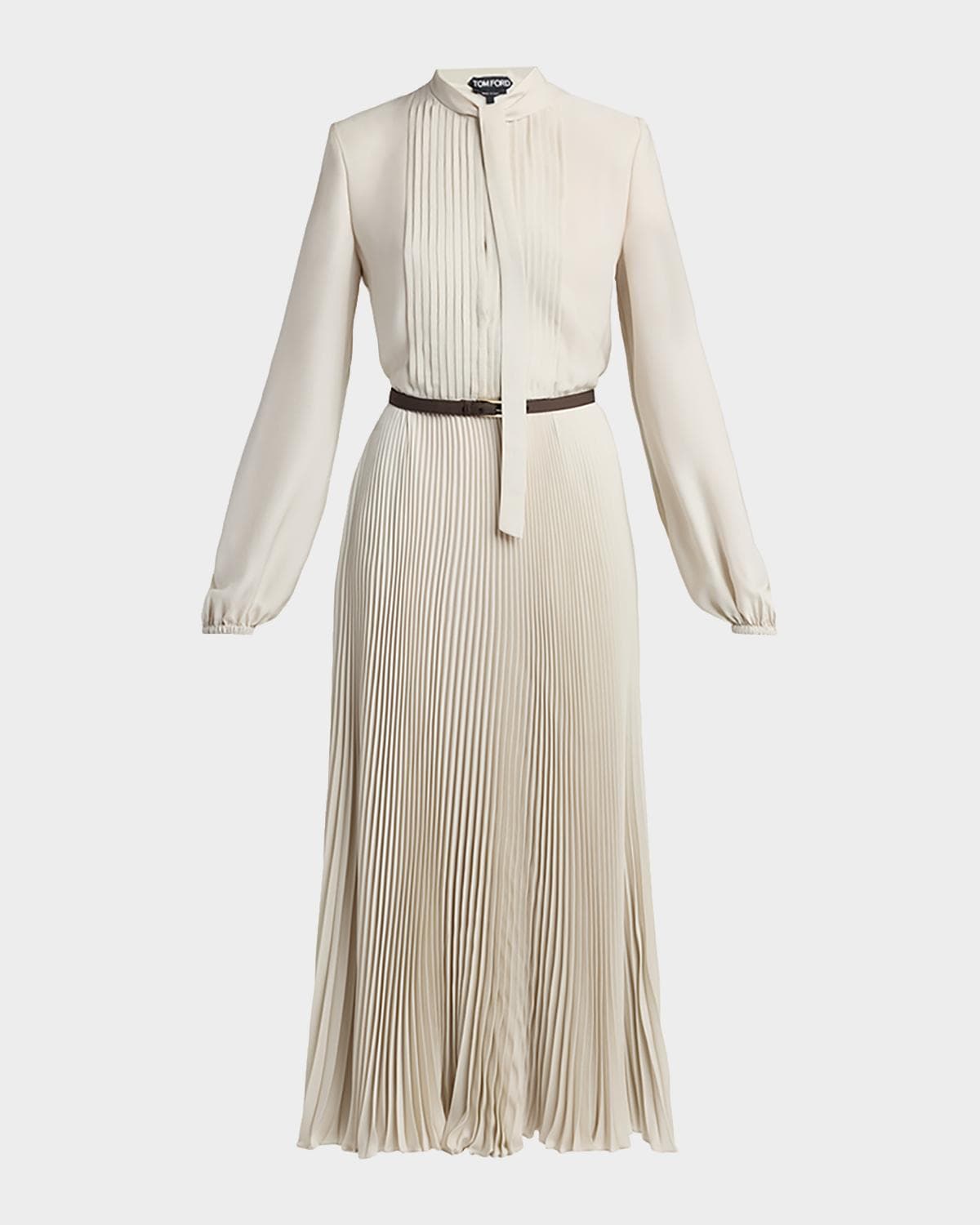 TOM FORD Viscose Crepe De Chine Pleated Dress