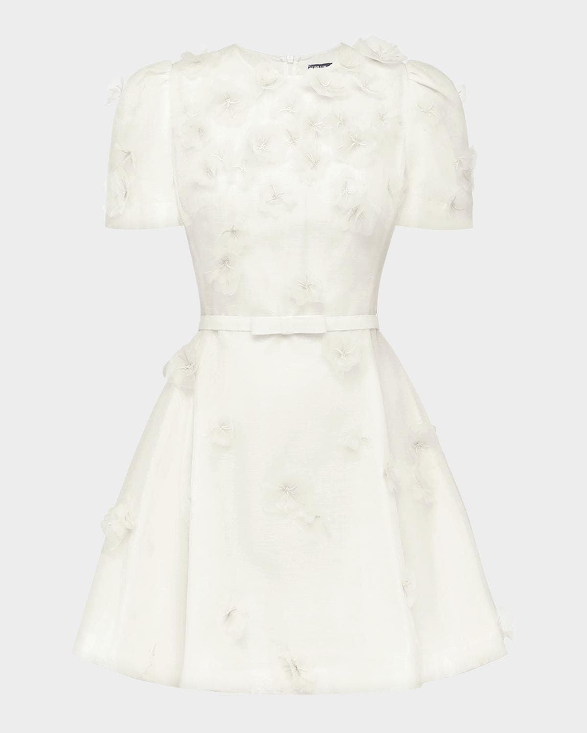 LEO LIN Elyse Petal Embroidered Belted Mini Dress