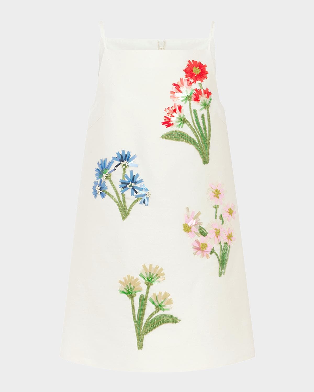 LEO LIN Leia Wildflower Embroidered Silk-Wool Mini Dress