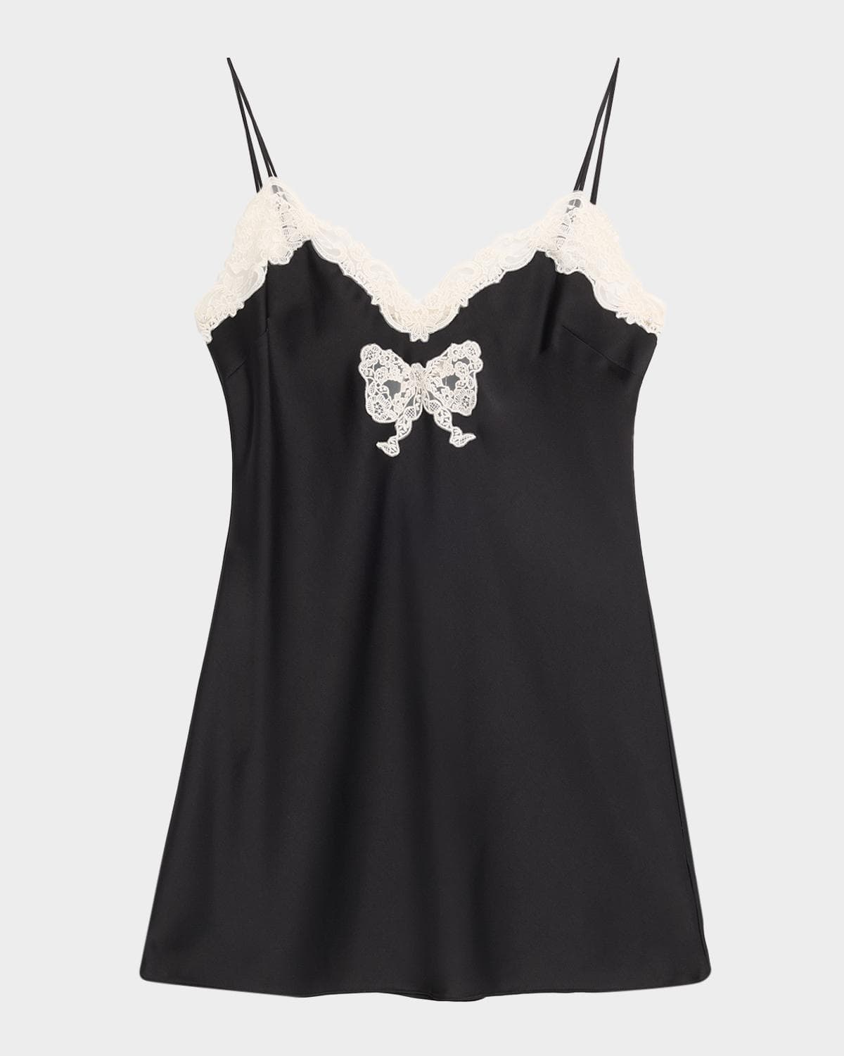 LoveShackFancy Maristella Lace-Trim Satin Mini Dress