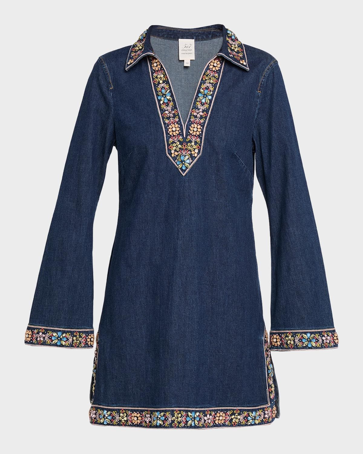 Cinq à Sept Pierson Embroidered Denim Mini Dress