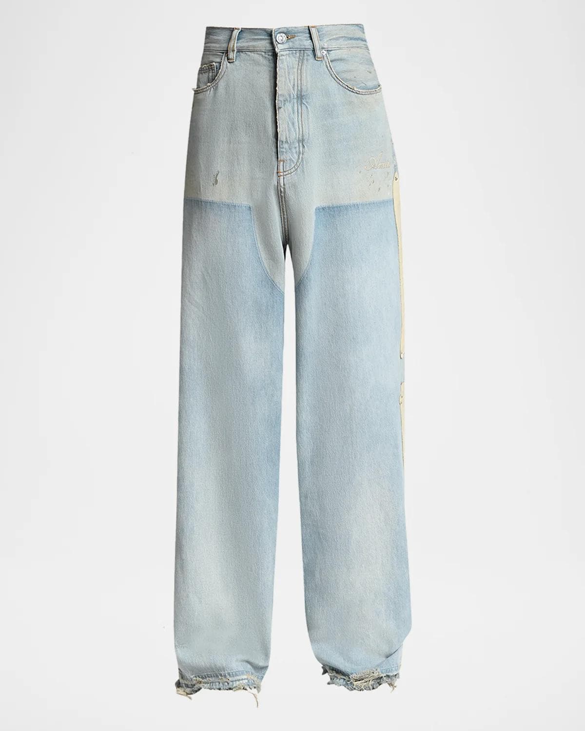 Amiri Men's Light-Wash Denim Carpenter Jeans with Bone Appliques