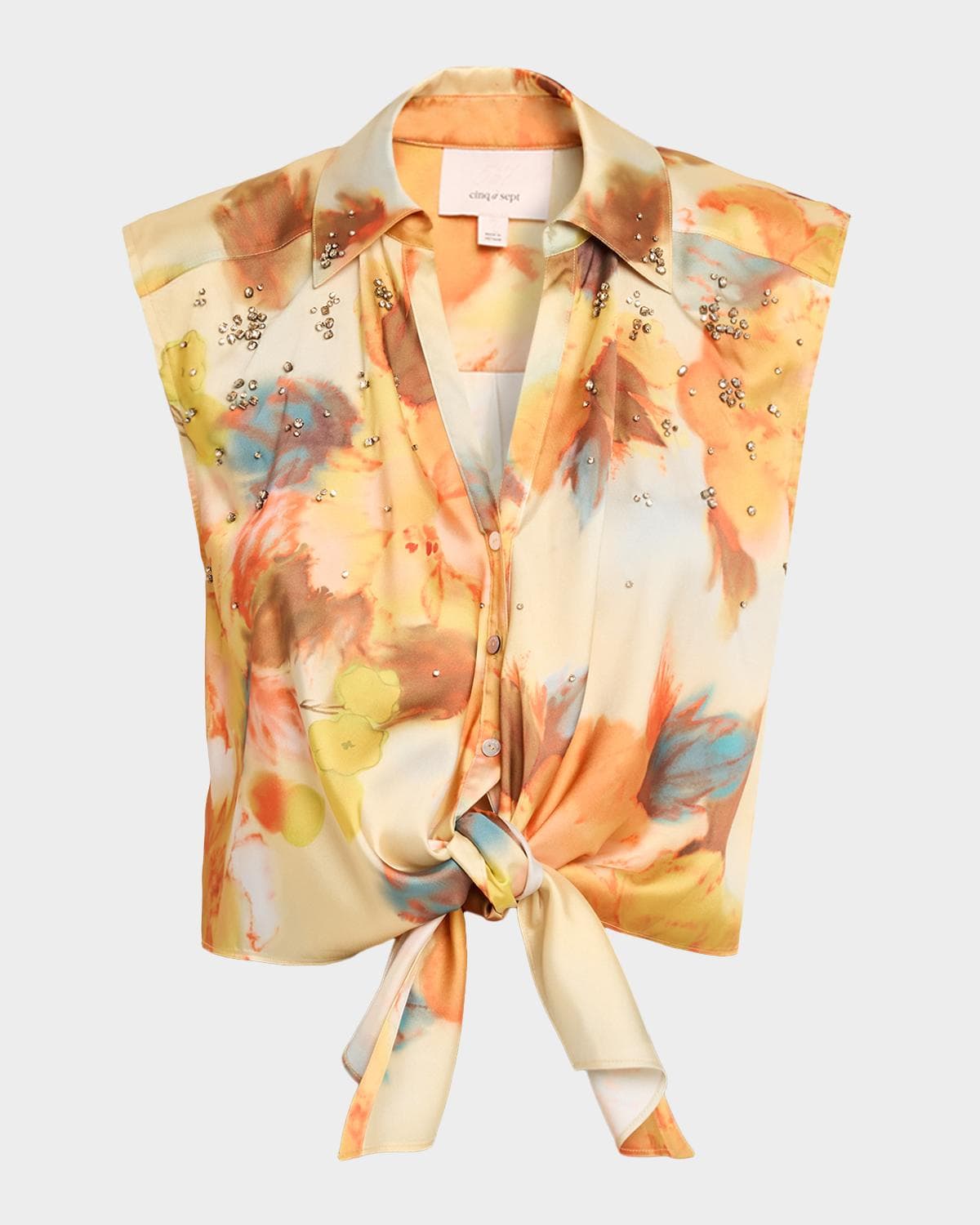 Cinq à Sept Marianna Embellished Watercolor Floral Top