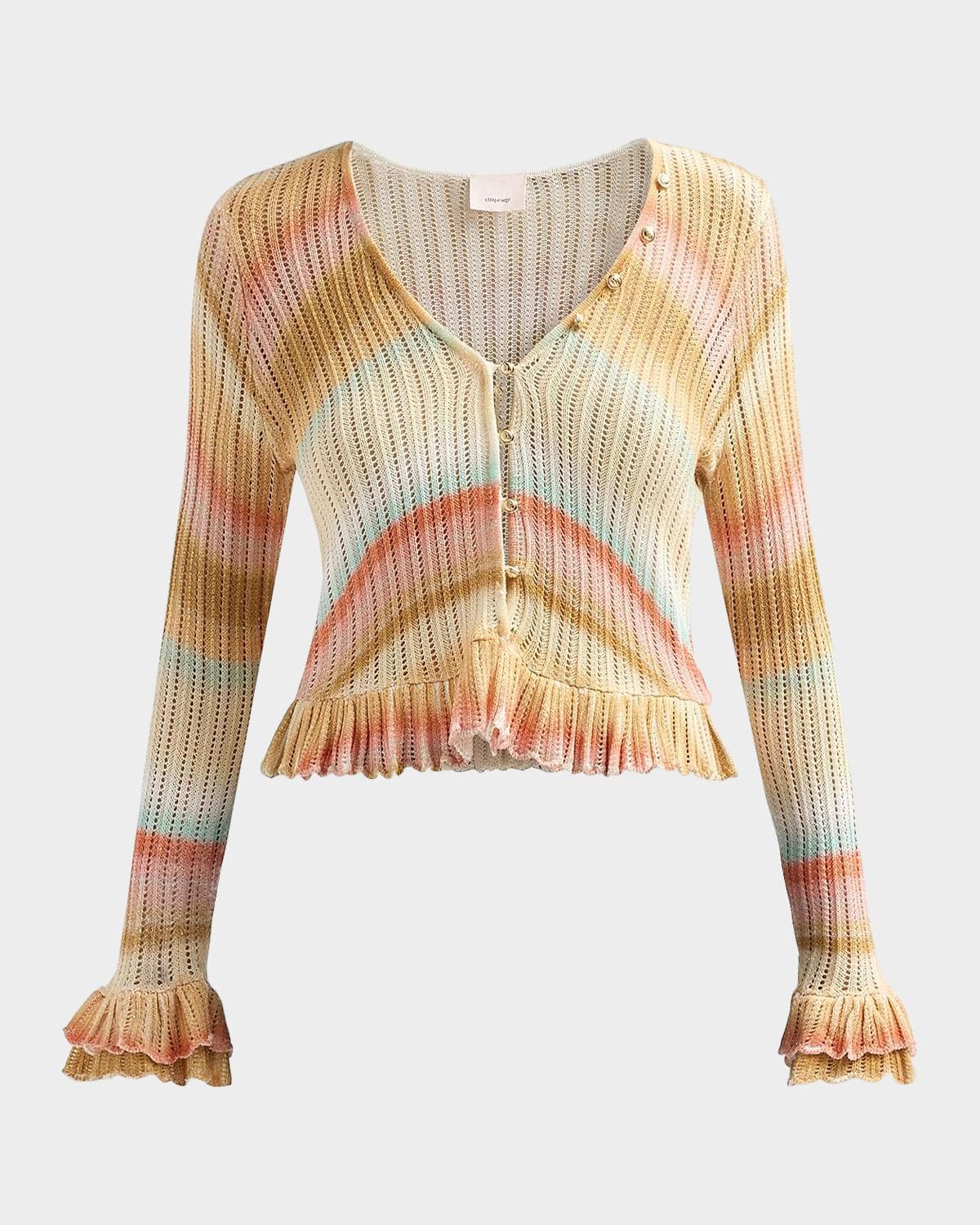 Cinq à Sept Edith Space-Dyed Stripe Cardigan