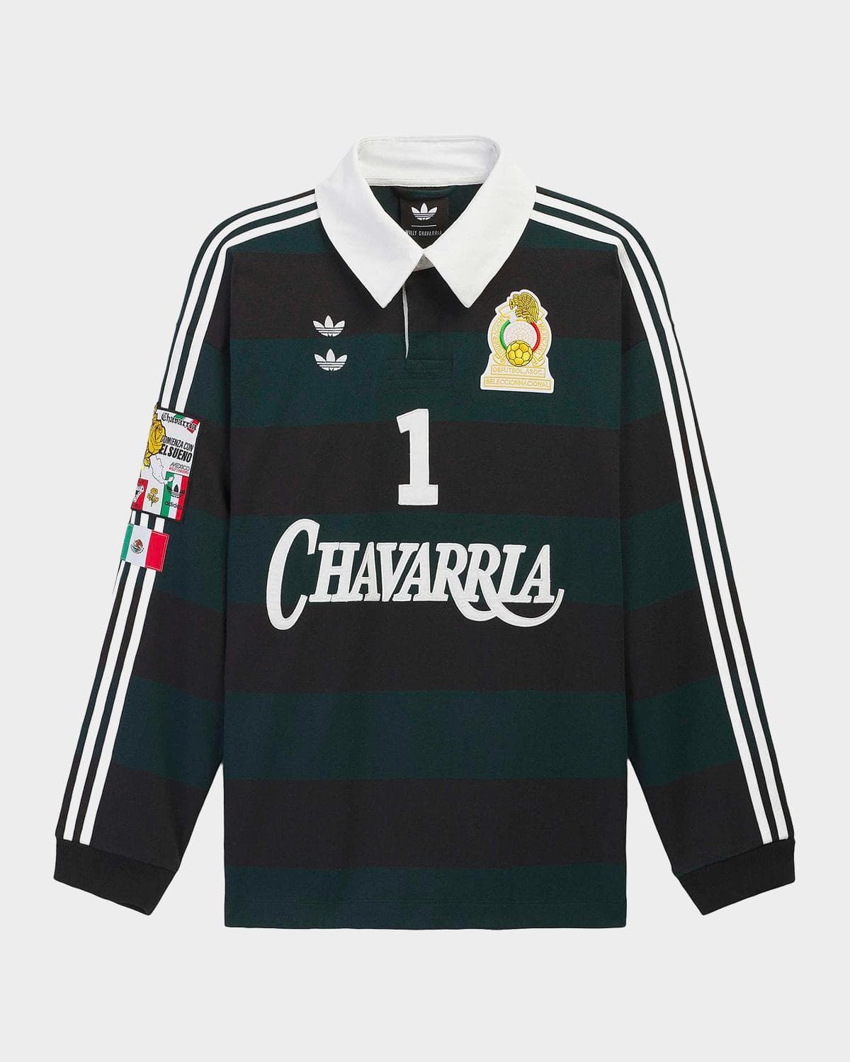 adidas x Willy Chavarria Portero Cotton Long-Sleeve Rugby Polo Shirt