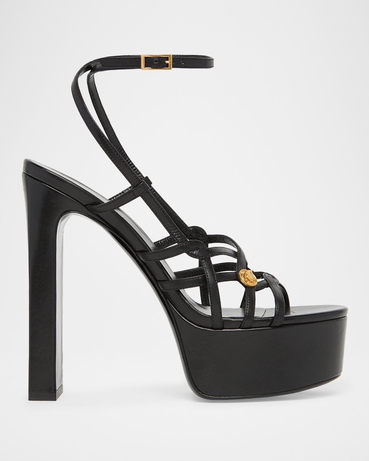 Versace 140mm Medusa Leather Platform Sandals