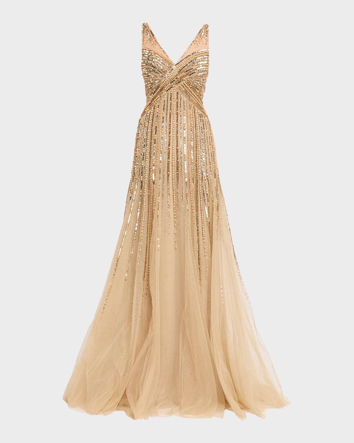 Pamella Roland Sleeveless Beaded Tulle Backless Gown · 6 UK (2 US)