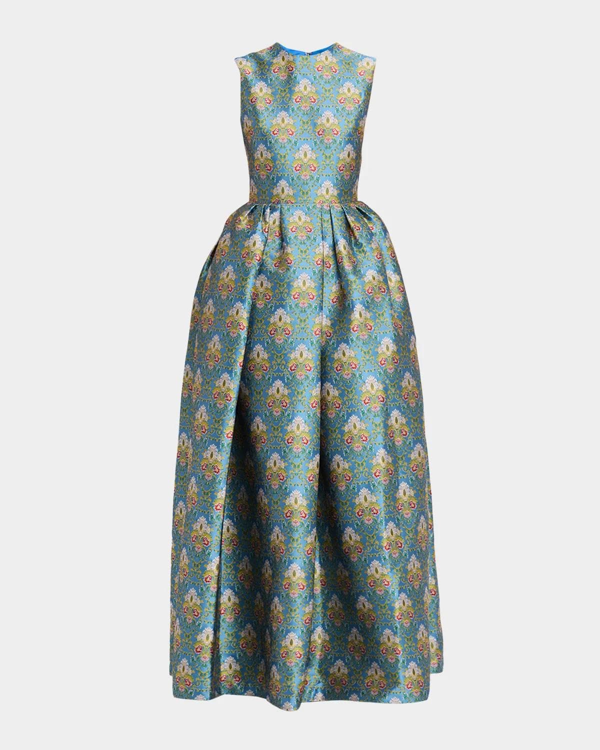 Reem Acra Sleeveless Metallic Brocade Ball Gown · 4