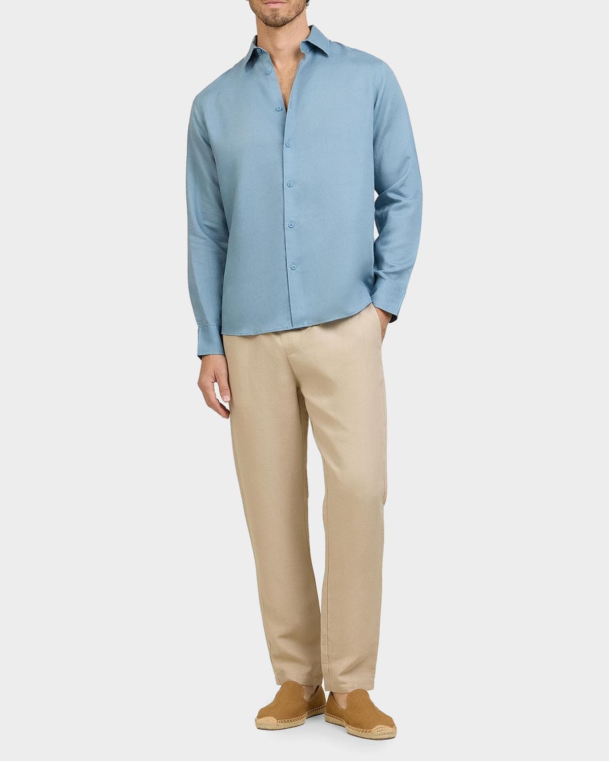 Onia Men's Air Linen-Blend Long-Sleeve Shirt