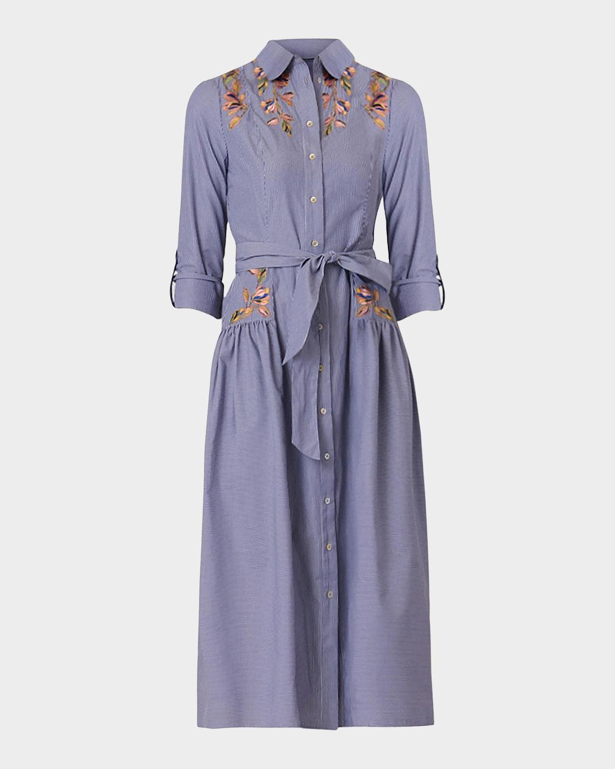 Shoshanna Caldwell Pinstriped Cotton-Blend Poplin Shirtdress