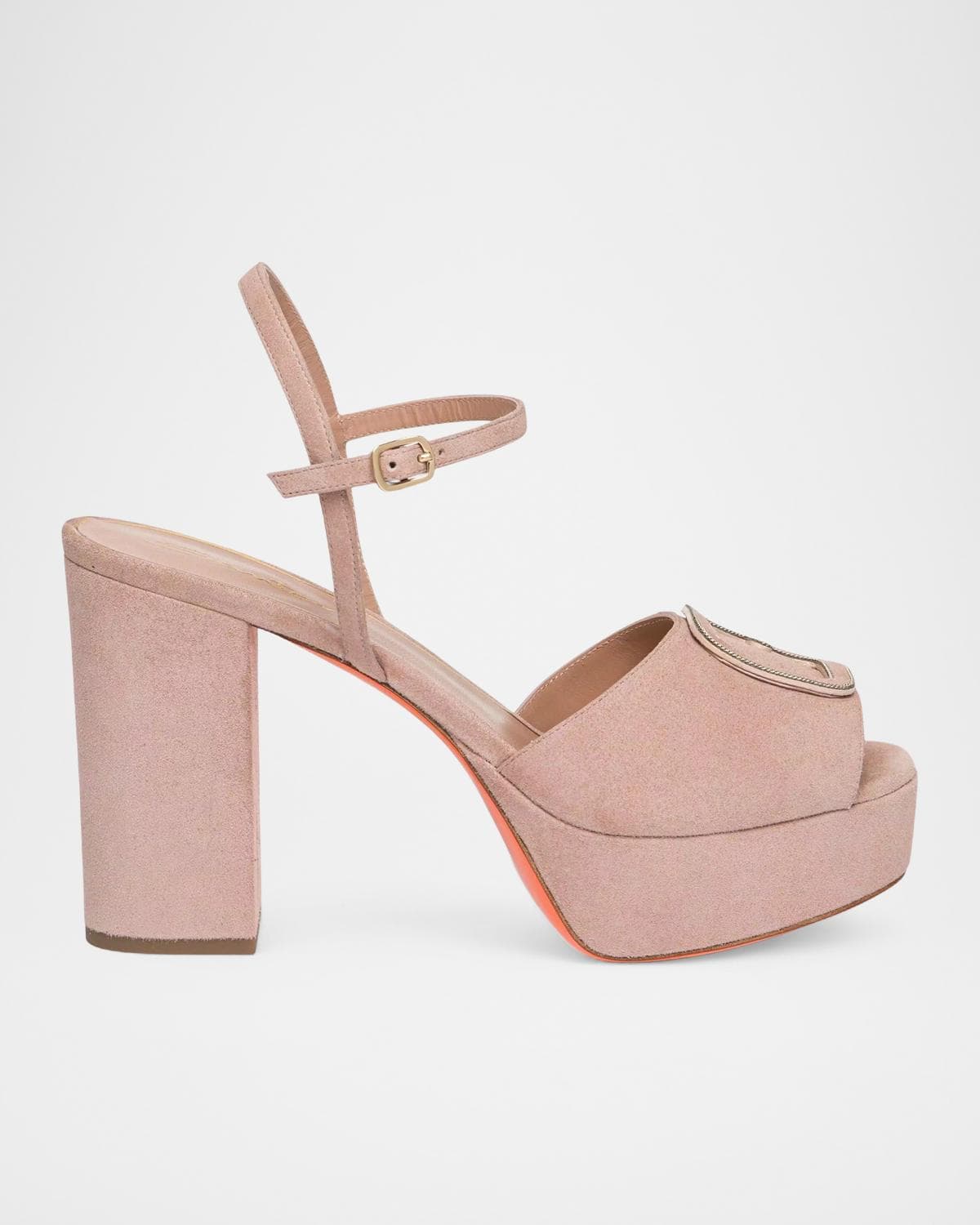 Santoni 60mm Suede Platform Buckle Sandals