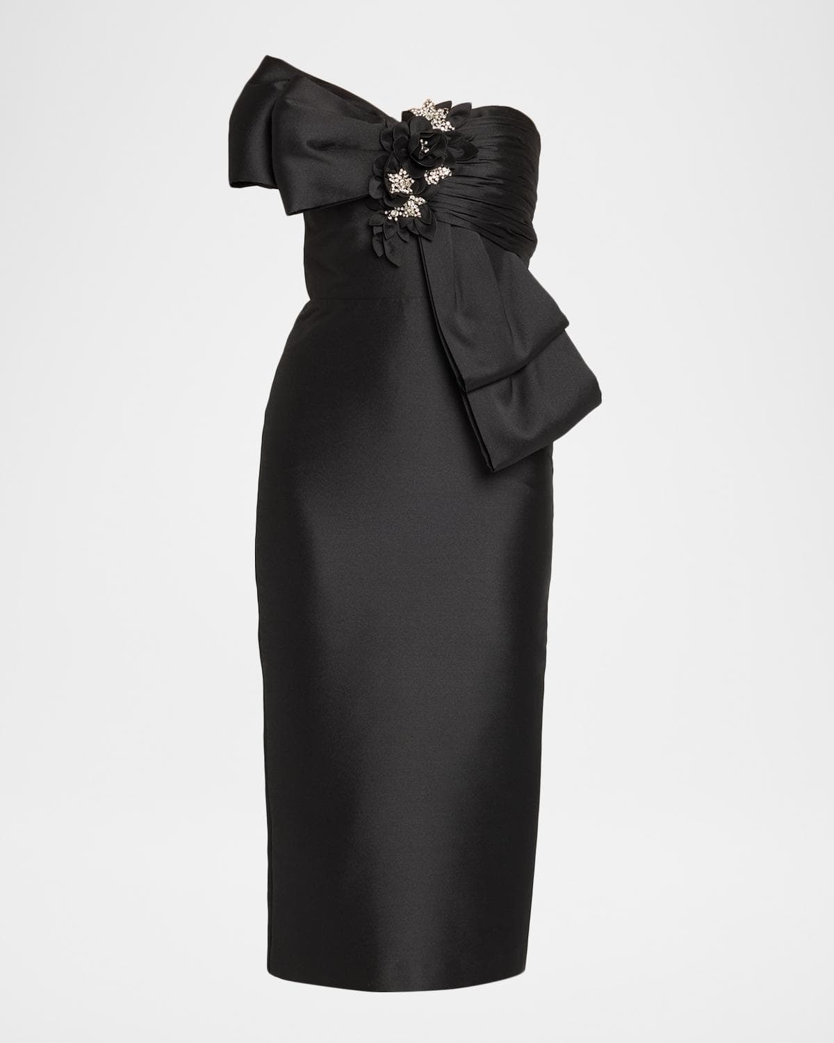 Badgley Mischka Strapless Cocktail Midi Dress