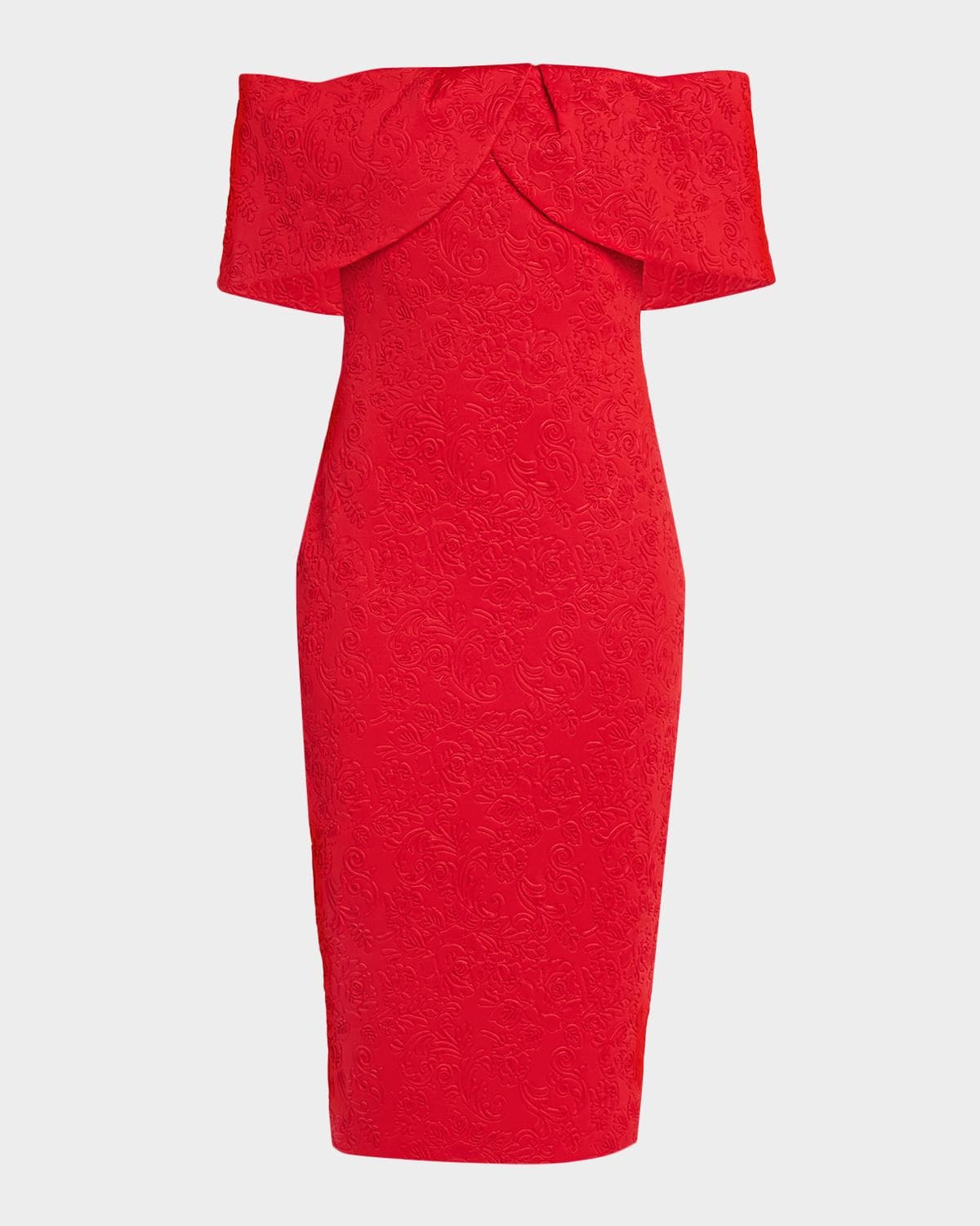 Badgley Mischka Off-The-Shoulder Cocktail Dress