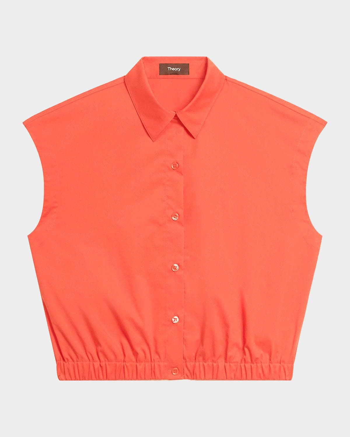 Theory Button-Front Cap-Sleeve Shirt