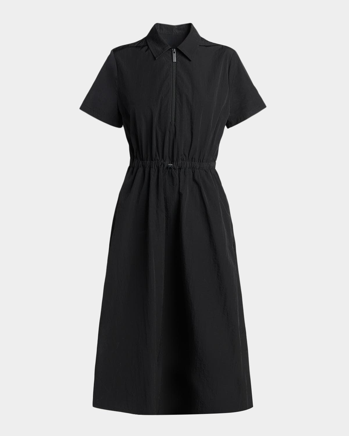 Moncler Short-Sleeve Nylon Midi Dress